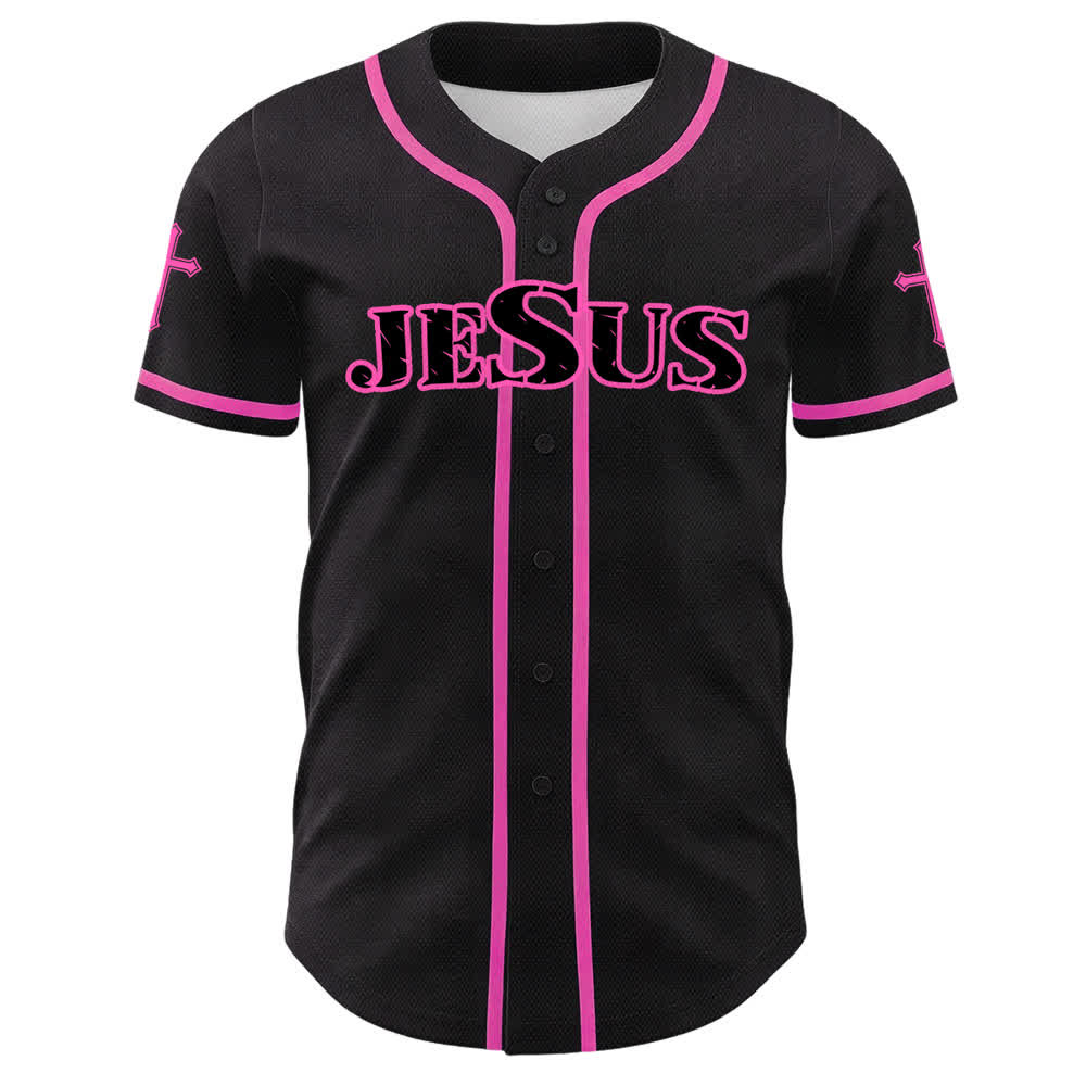 Christianartworkshop Maglia da baseball con croce di Gesù nera e oro con bottoni - image 11