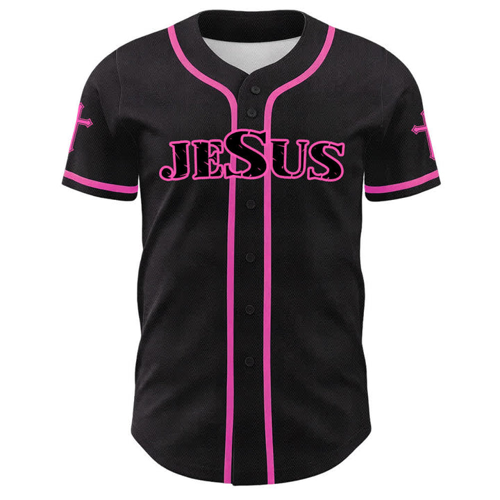 Christianartworkshop Maglia da baseball con croce di Gesù nera e oro con bottoni - image 11