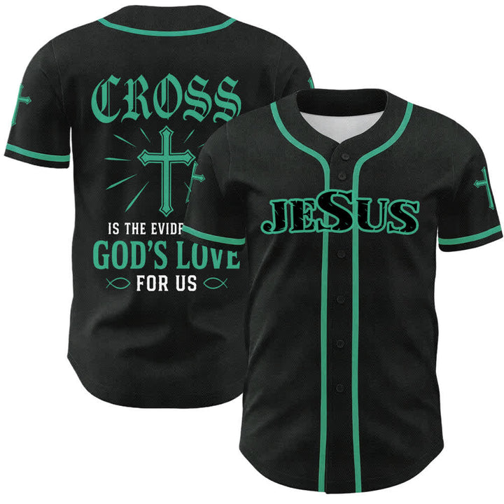 Christianartworkshop Maglia da baseball con croce di Gesù nera e oro con bottoni - Lago Blu - 5XL - image 6