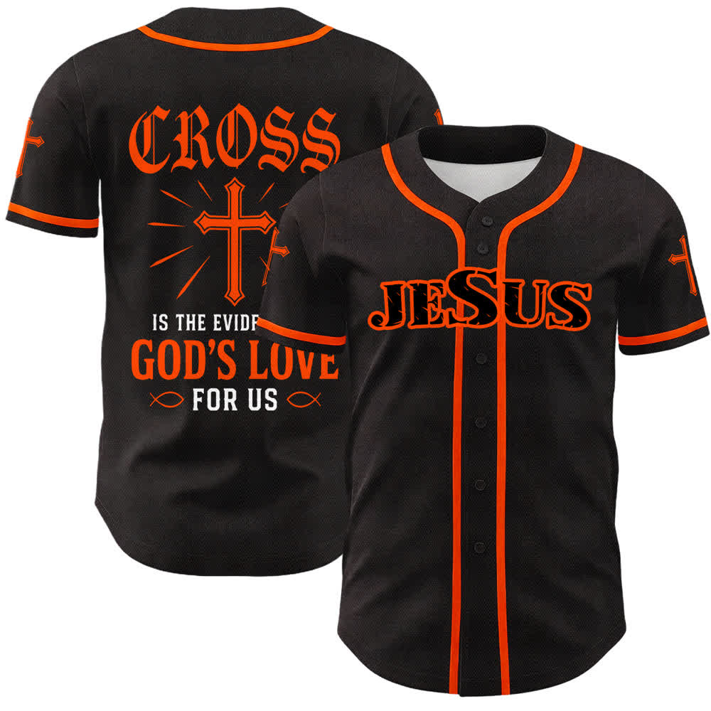 Christianartworkshop Maglia da baseball con croce di Gesù nera e oro con bottoni - Arancia - 5XL - image 21