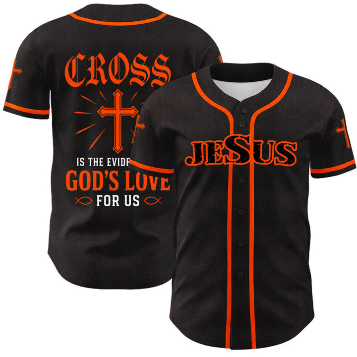 Christianartworkshop Maglia da baseball con croce di Gesù nera e oro con bottoni - Arancia - 5XL - image 21
