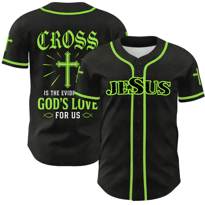 Christianartworkshop Maglia da baseball con croce di Gesù nera e oro con bottoni - Verde - 5XL - image 18