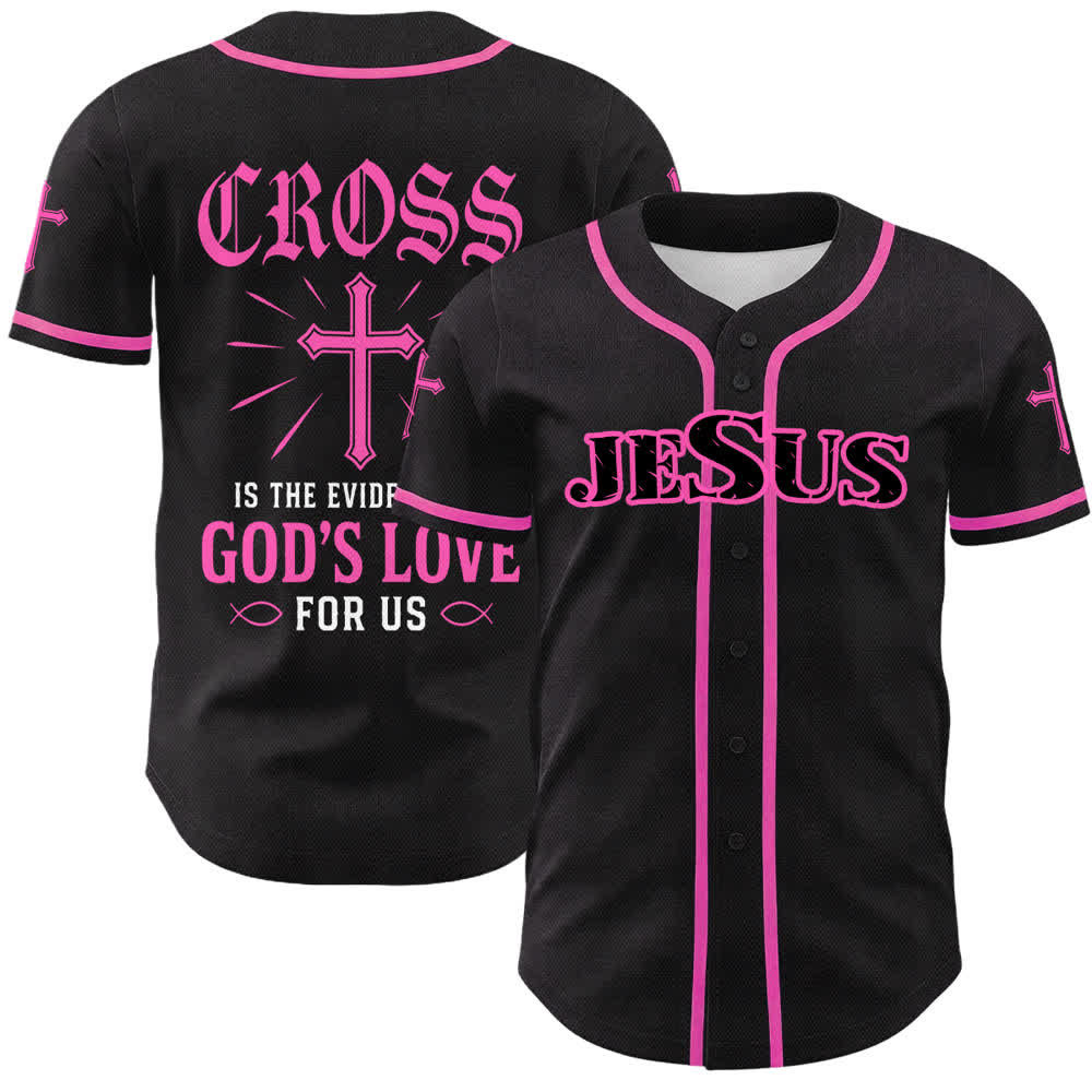 Christianartworkshop Maglia da baseball con croce di Gesù nera e oro con bottoni - Rosa - 5XL - image 9
