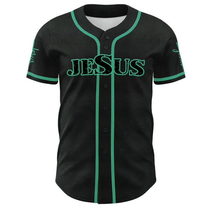 Christianartworkshop Maglia da baseball con bottoni neri e rossi di Gesù - image 8