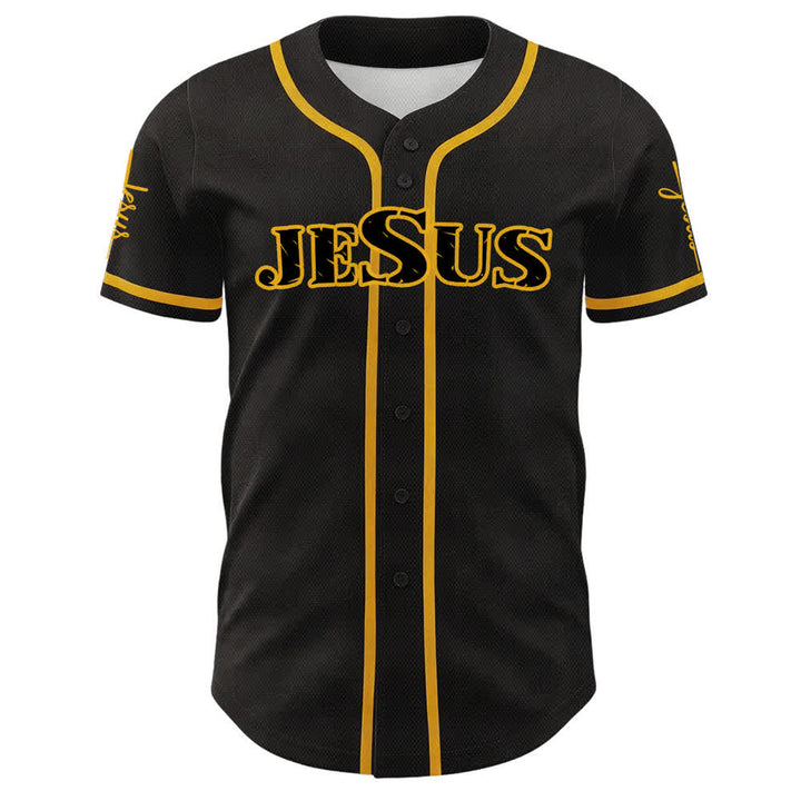 Christianartworkshop Maglia da baseball con bottoni neri e rossi di Gesù - image 20