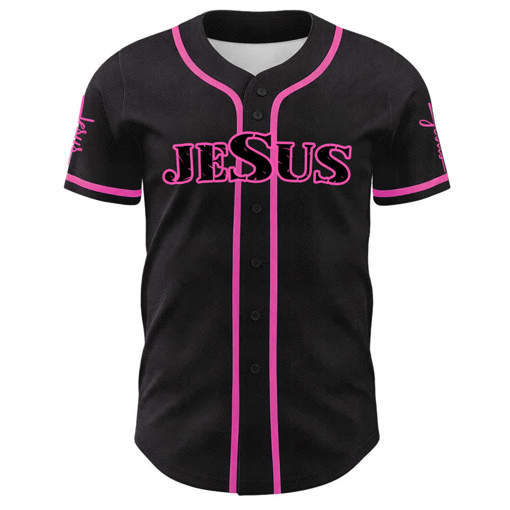 Christianartworkshop Maglia da baseball con bottoni neri e rossi di Gesù - image 14