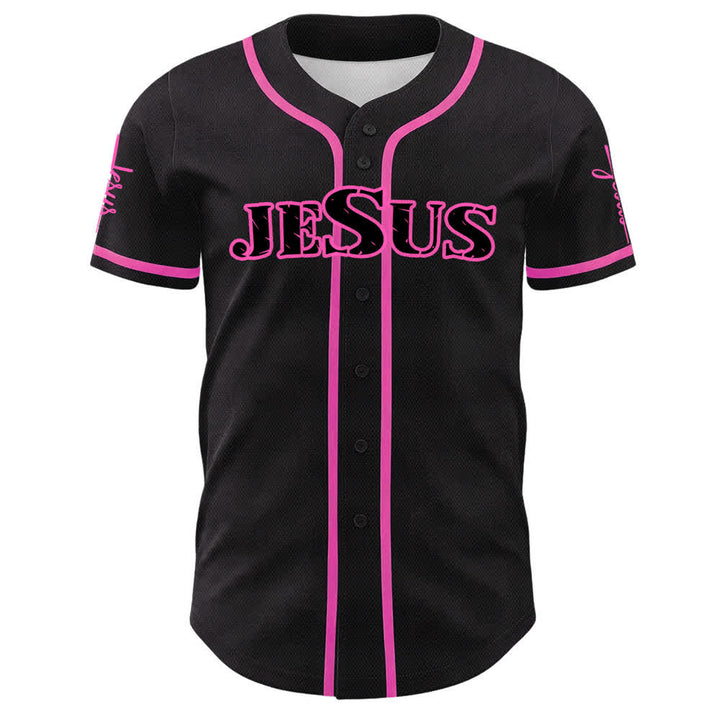 Christianartworkshop Maglia da baseball con bottoni neri e rossi di Gesù - image 14