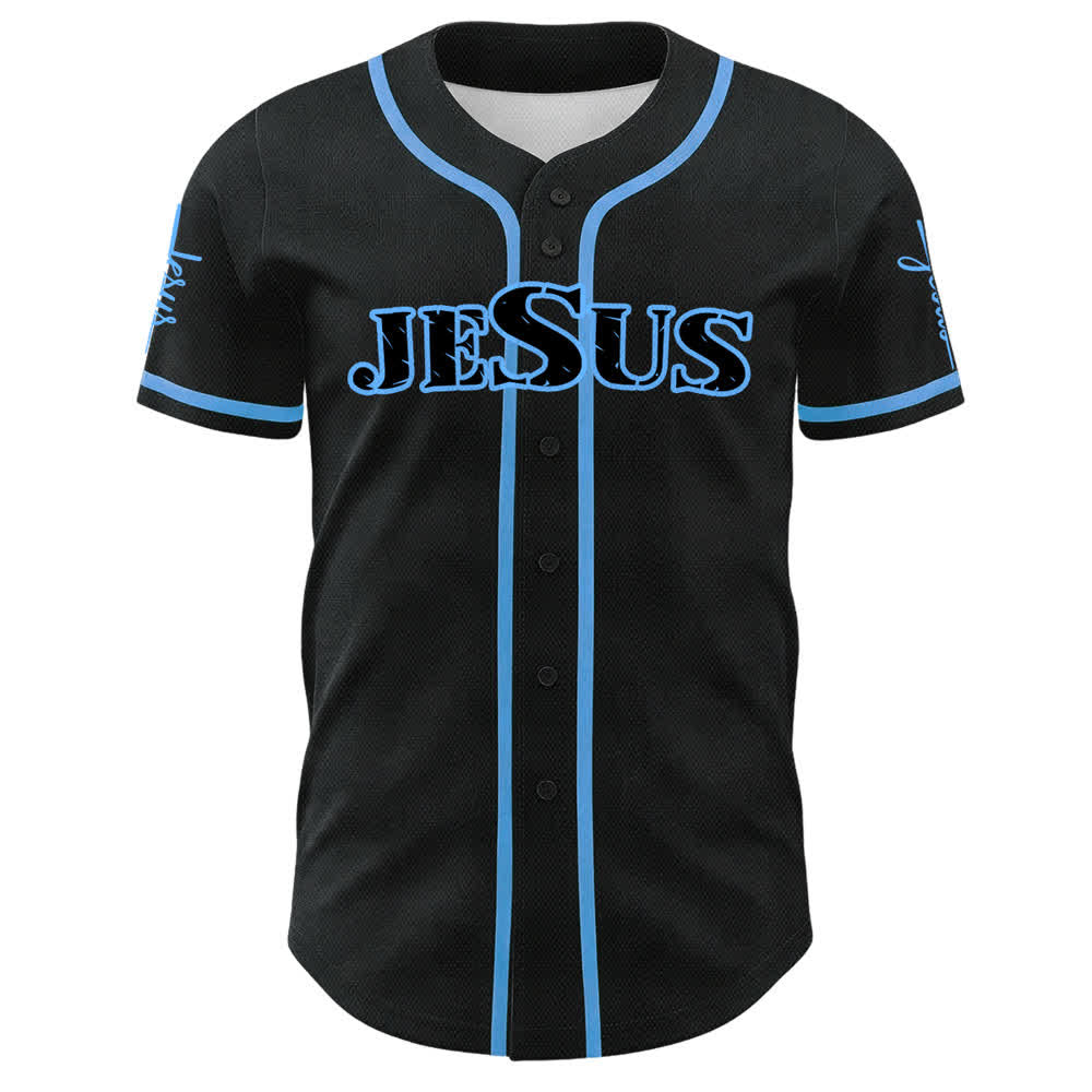 Christianartworkshop Maglia da baseball con bottoni neri e rossi di Gesù - image 17