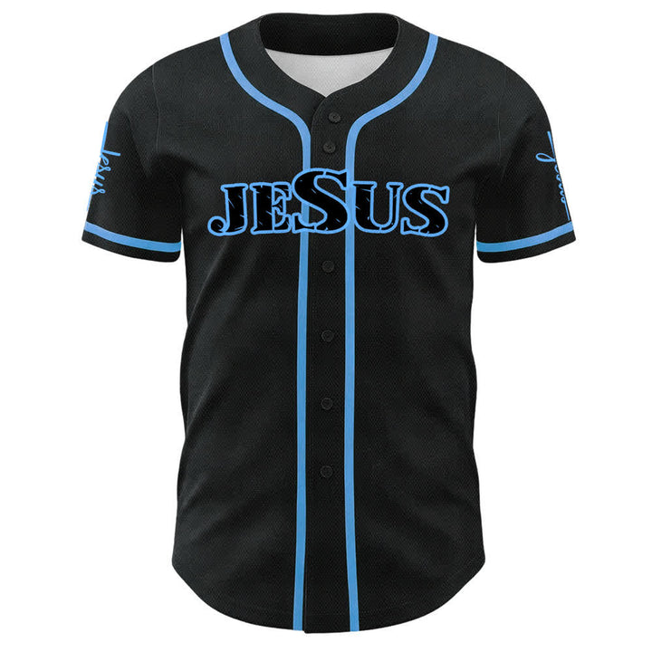 Christianartworkshop Maglia da baseball con bottoni neri e rossi di Gesù - image 17