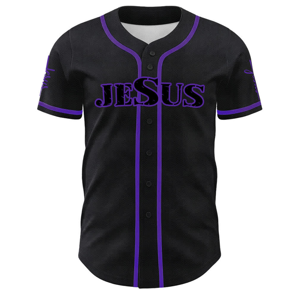 Christianartworkshop Maglia da baseball con bottoni neri e rossi di Gesù - image 11