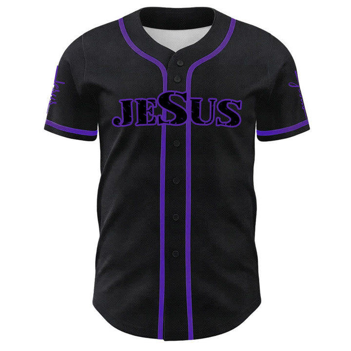 Christianartworkshop Maglia da baseball con bottoni neri e rossi di Gesù - image 11