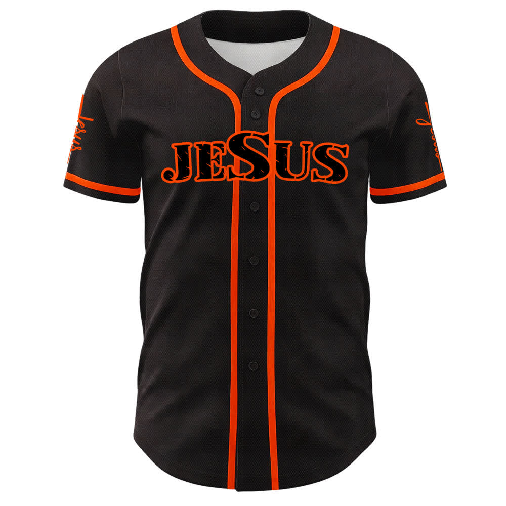 Christianartworkshop Maglia da baseball con bottoni neri e rossi di Gesù - image 26