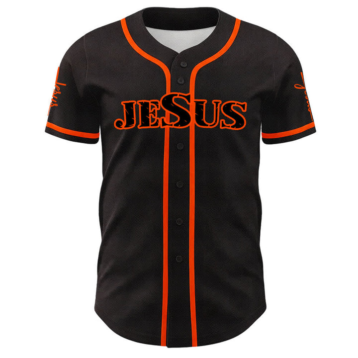 Christianartworkshop Maglia da baseball con bottoni neri e rossi di Gesù - image 26