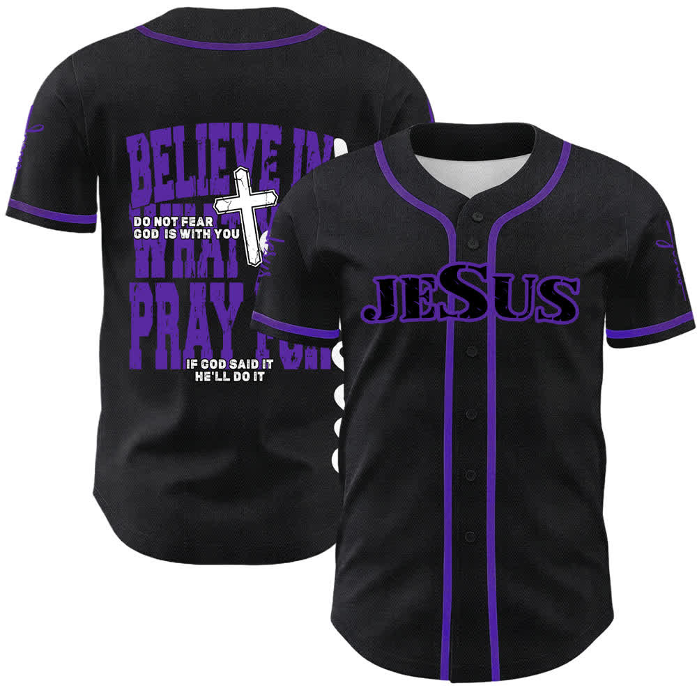 Christianartworkshop Maglia da baseball con bottoni neri e rossi di Gesù - Viola - 5XL - image 9