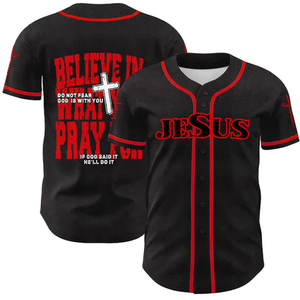 Christianartworkshop Maglia da baseball con bottoni neri e rossi di Gesù - Rosso - 5XL - image 0