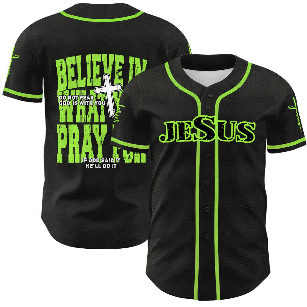 Christianartworkshop Maglia da baseball con bottoni neri e rossi di Gesù - Verde - 5XL - image 21