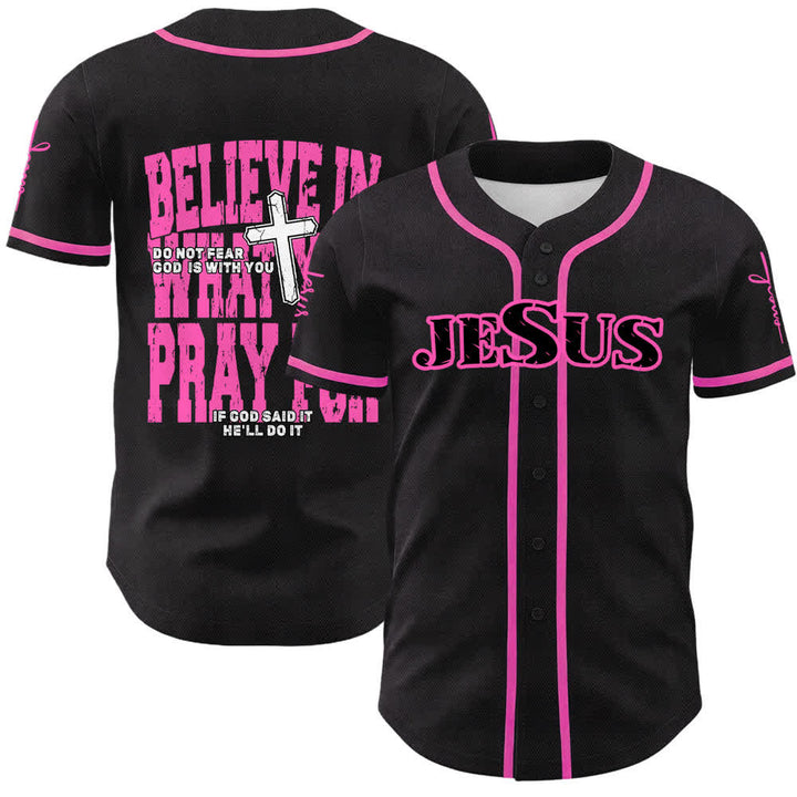 Christianartworkshop Maglia da baseball con bottoni neri e rossi di Gesù - Rosa - 5XL - image 12