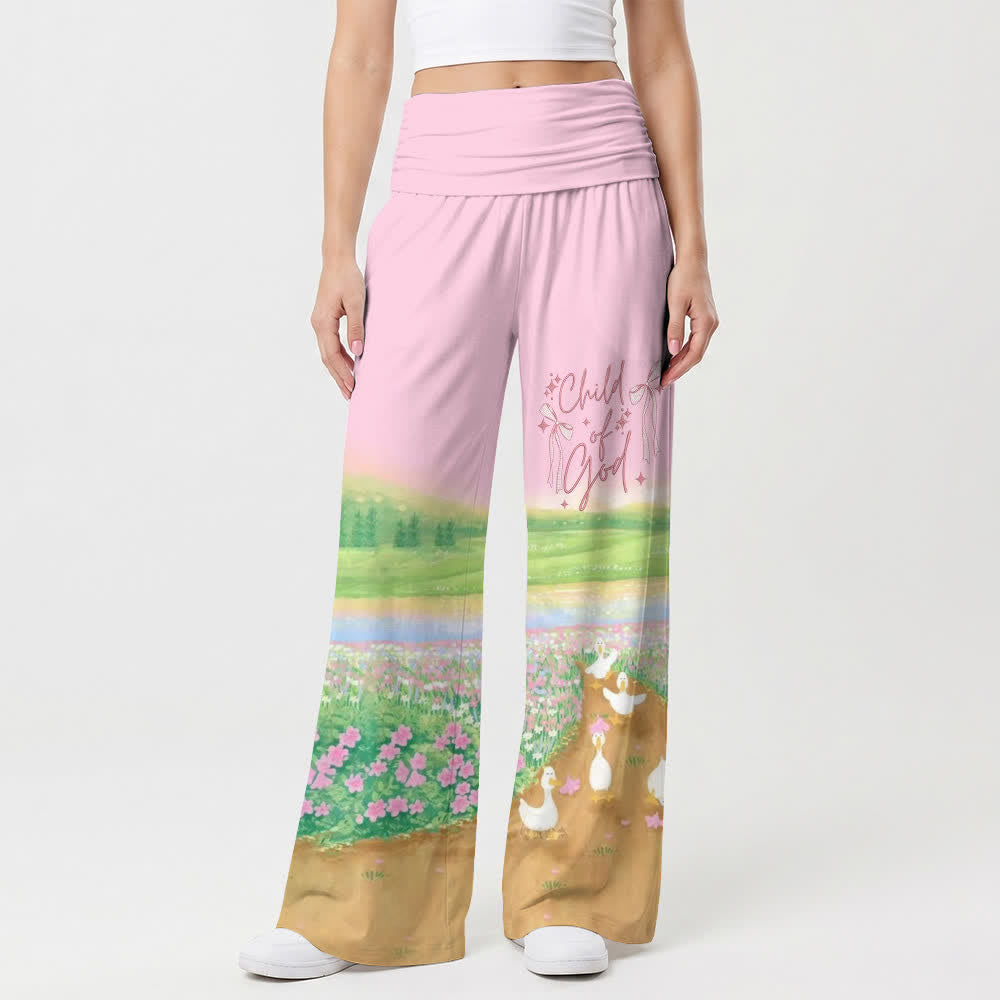 Christianartworkshop Pantaloni da donna a gamba larga con stampa pastorale Child Of God - image 1