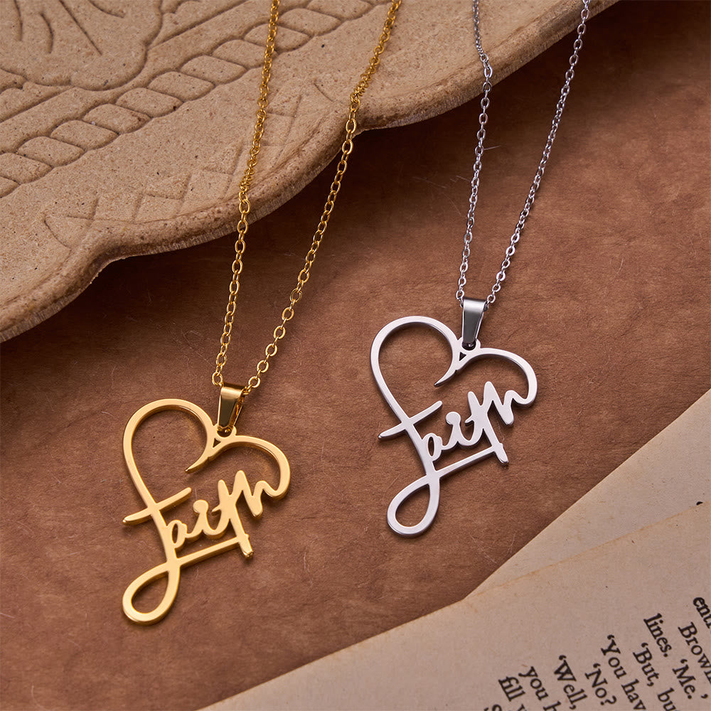 Christianartworkshop Collana con ciondolo a forma di cuore traforato con scritta "Faith": emblema di una speranza celeste duratura. - image 5