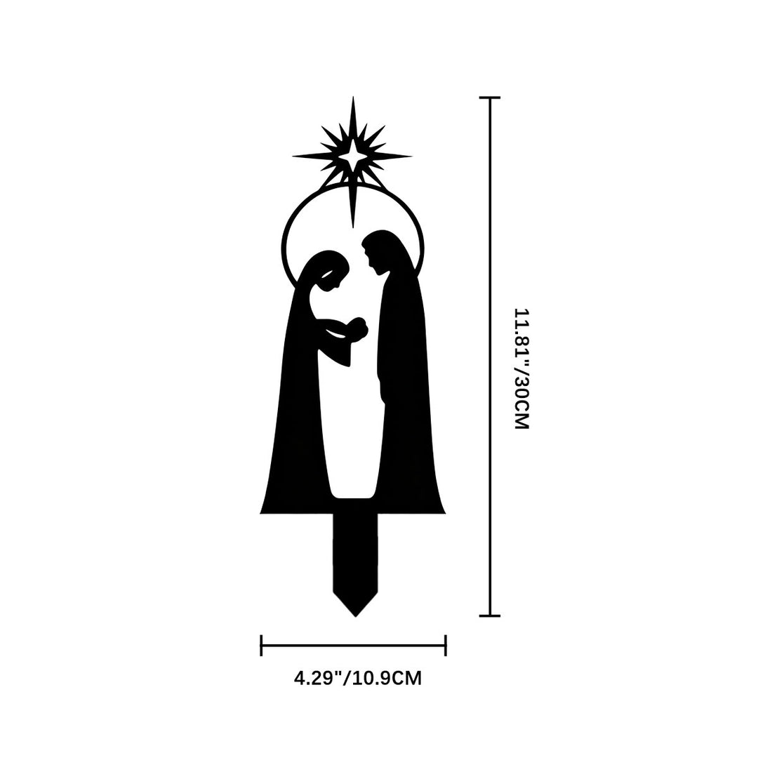 Christianartworkshop Picchetto da giardino della Sacra Famiglia in metallo opaco antiruggine: emblema di un calore sacro e duraturo per gli spazi esterni. - 4,29"*11,81"*0,04''/10,9*30*0,1 cm - image 2