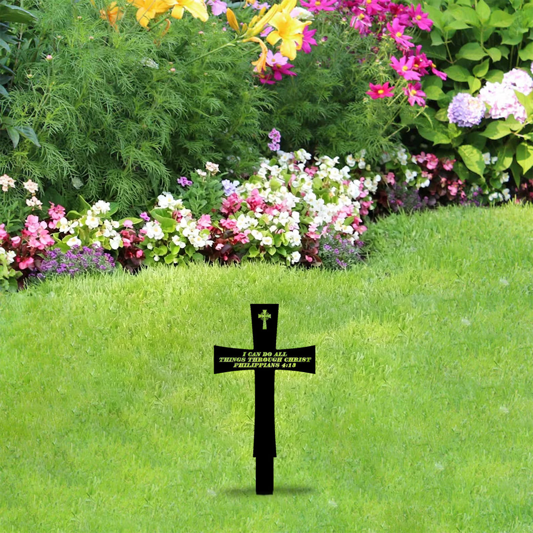Christianartworkshop Paletto da giardino tradizionale in metallo a forma di croce con citazione biblica edificante: simbolo di incrollabile forza divina. - image 4
