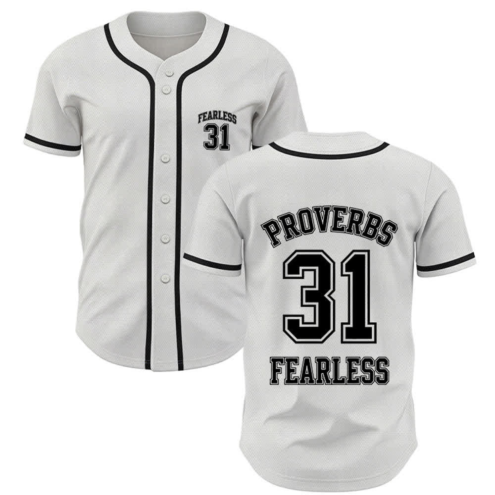 Christianartworkshop Proverbi 31 Fede Intrepida Maglia da baseball unisex con grafica - Bianco - 5XL - image 7