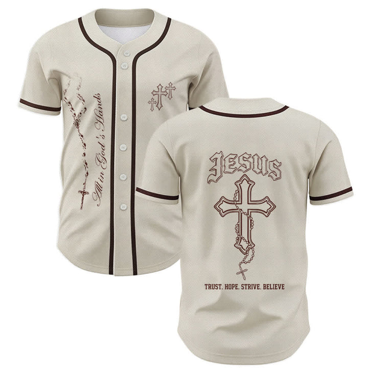 Christianartworkshop Trust Hope Strive Believe All In God's Hands Faith Motif Maglia da baseball unisex - Albicocca - 5XL - image 28