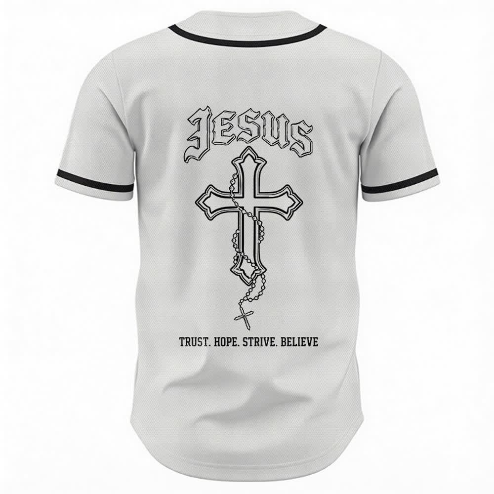 Christianartworkshop Trust Hope Strive Believe All In God's Hands Faith Motif Maglia da baseball unisex - image 16