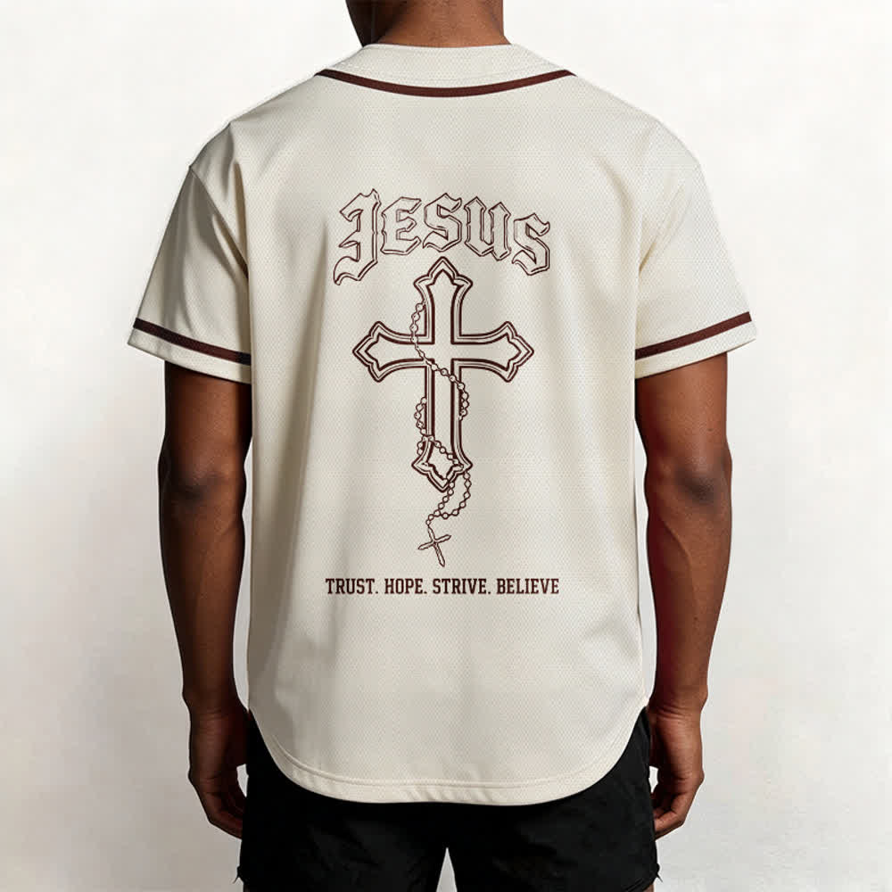 Christianartworkshop Trust Hope Strive Believe All In God's Hands Faith Motif Maglia da baseball unisex - image 32