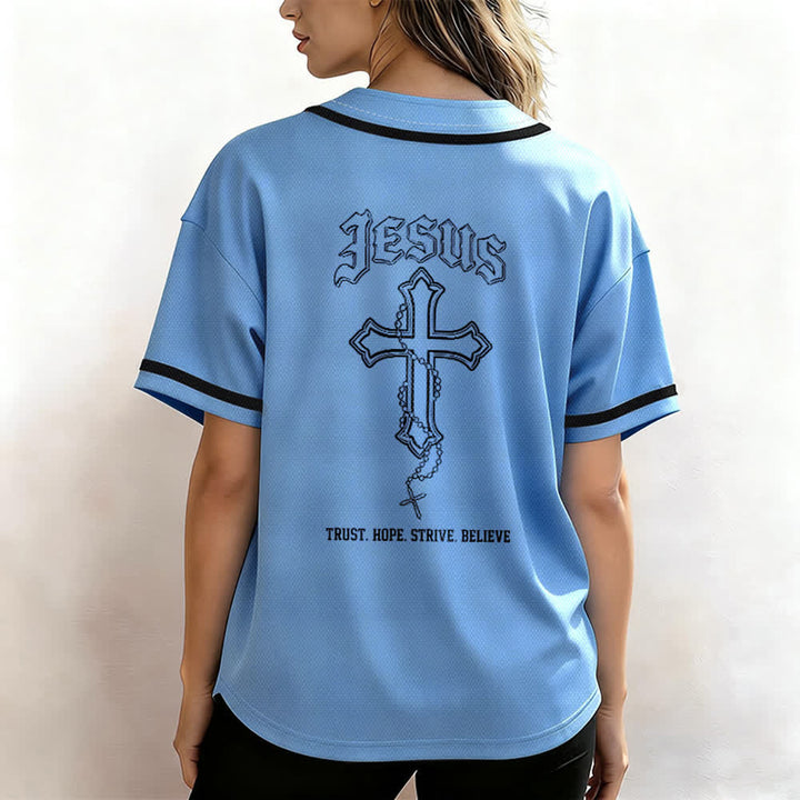Christianartworkshop Trust Hope Strive Believe All In God's Hands Faith Motif Maglia da baseball unisex - image 41