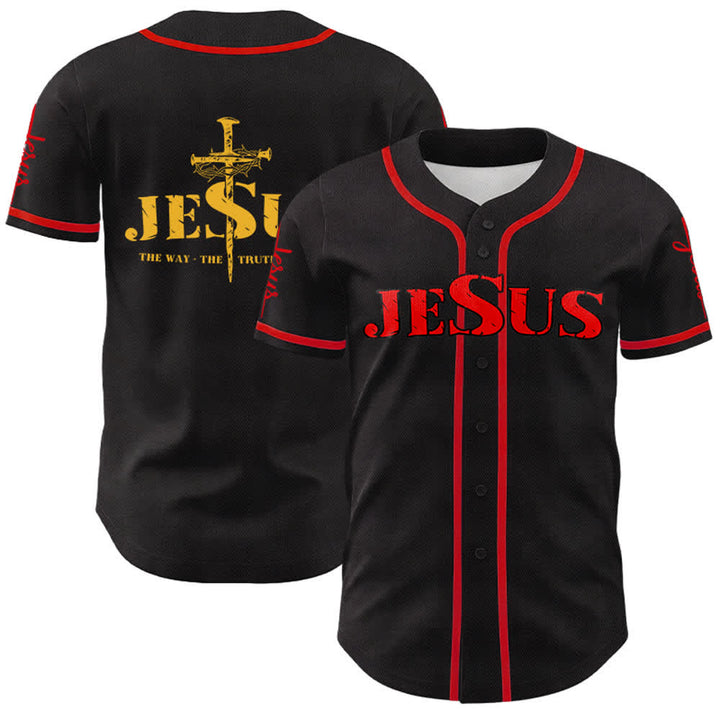 Christianartworkshop Maglia da baseball con croce di Gesù, chiodo e corona di spine - Gesù Rosso - Rosso - 5XL - image 42