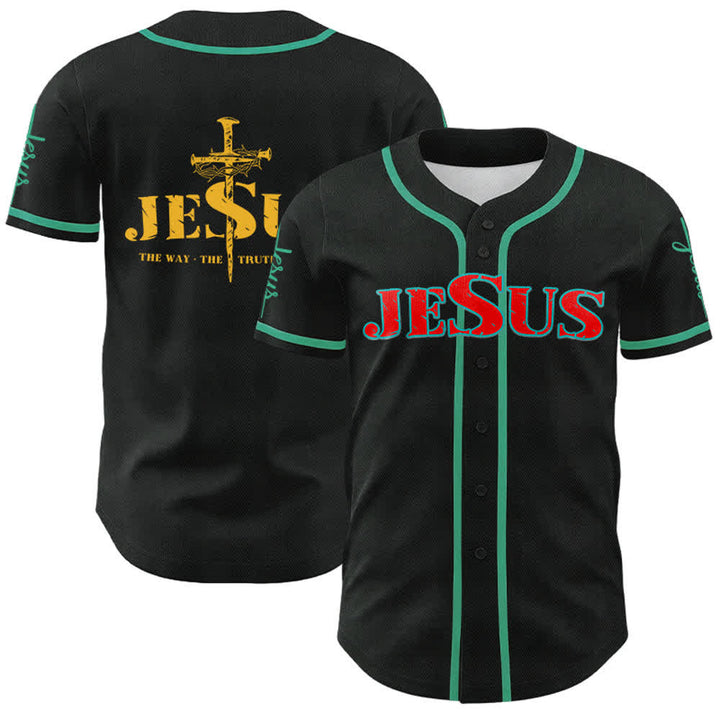Christianartworkshop Maglia da baseball con croce di Gesù, chiodo e corona di spine - Gesù Rosso - Lago Blu - 5XL - image 48