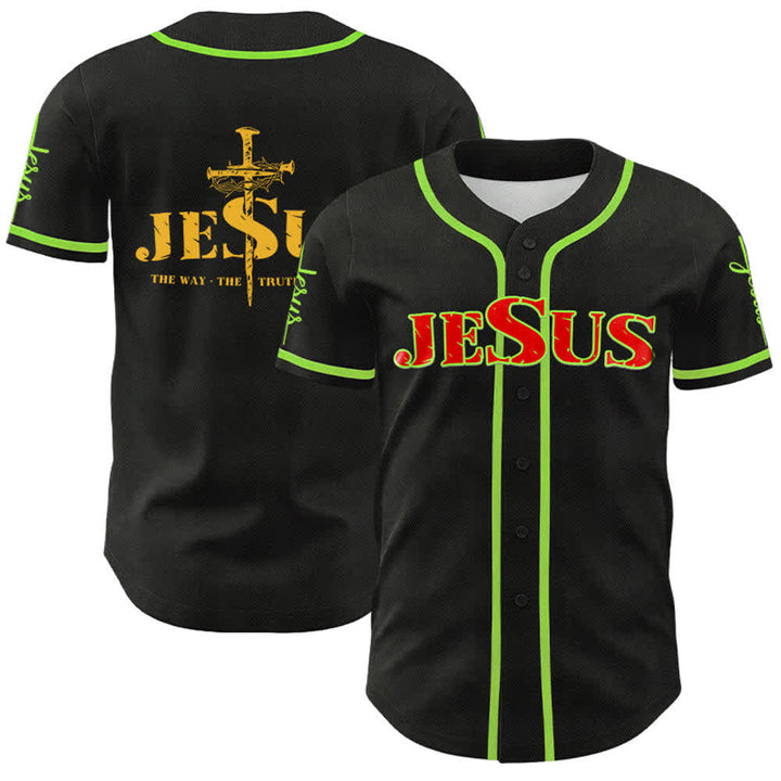Christianartworkshop Maglia da baseball con croce di Gesù, chiodo e corona di spine - Gesù Rosso - Verde - 5XL - image 57