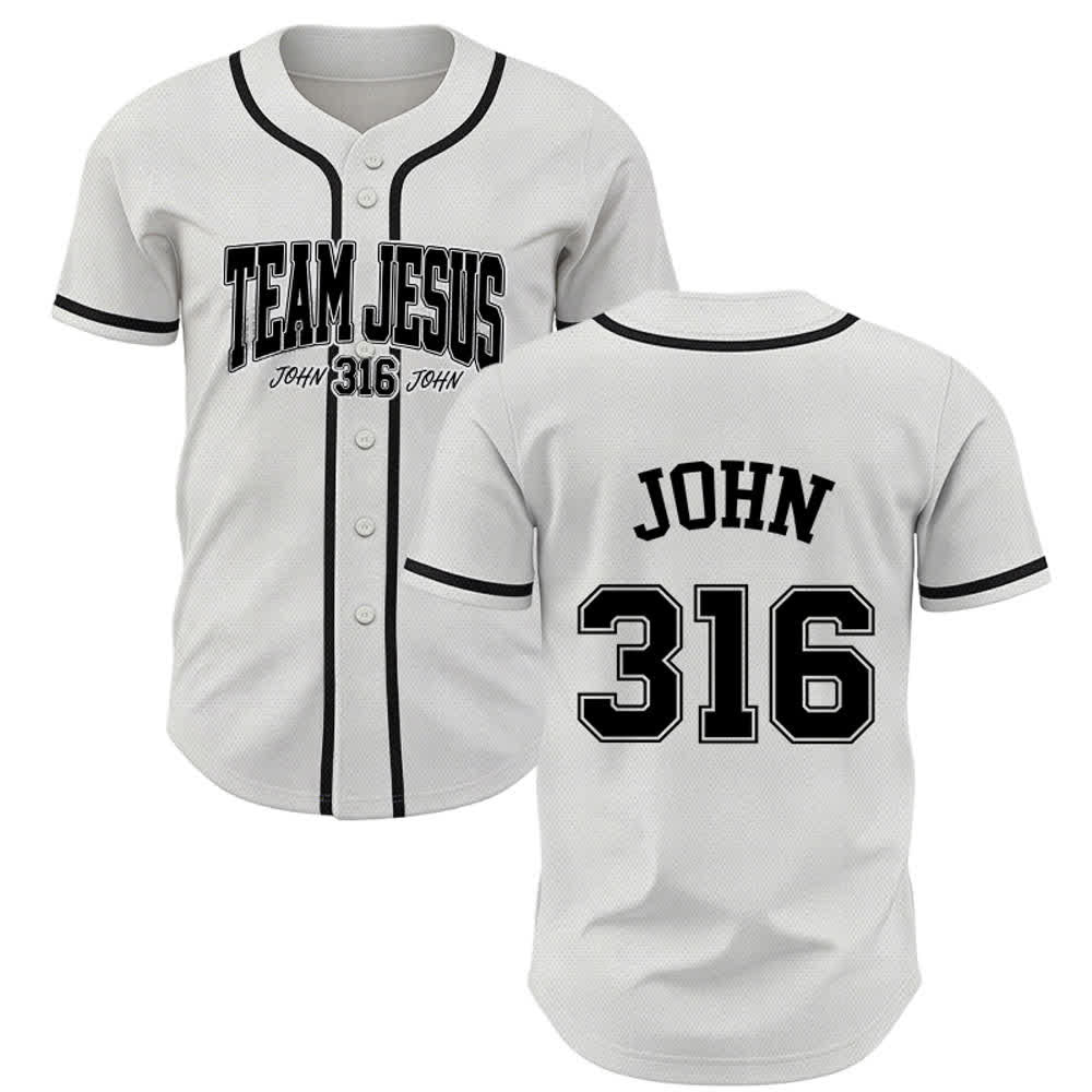 Christianartworkshop Sporty Team Jesus John 316 Inspirational Scripture Statement Unisex Baseball Jersey - Bianco - 5XL - image 7