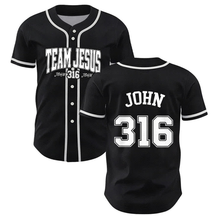 Christianartworkshop Sporty Team Jesus John 316 Inspirational Scripture Statement Unisex Baseball Jersey - Nero - 5XL - image 14