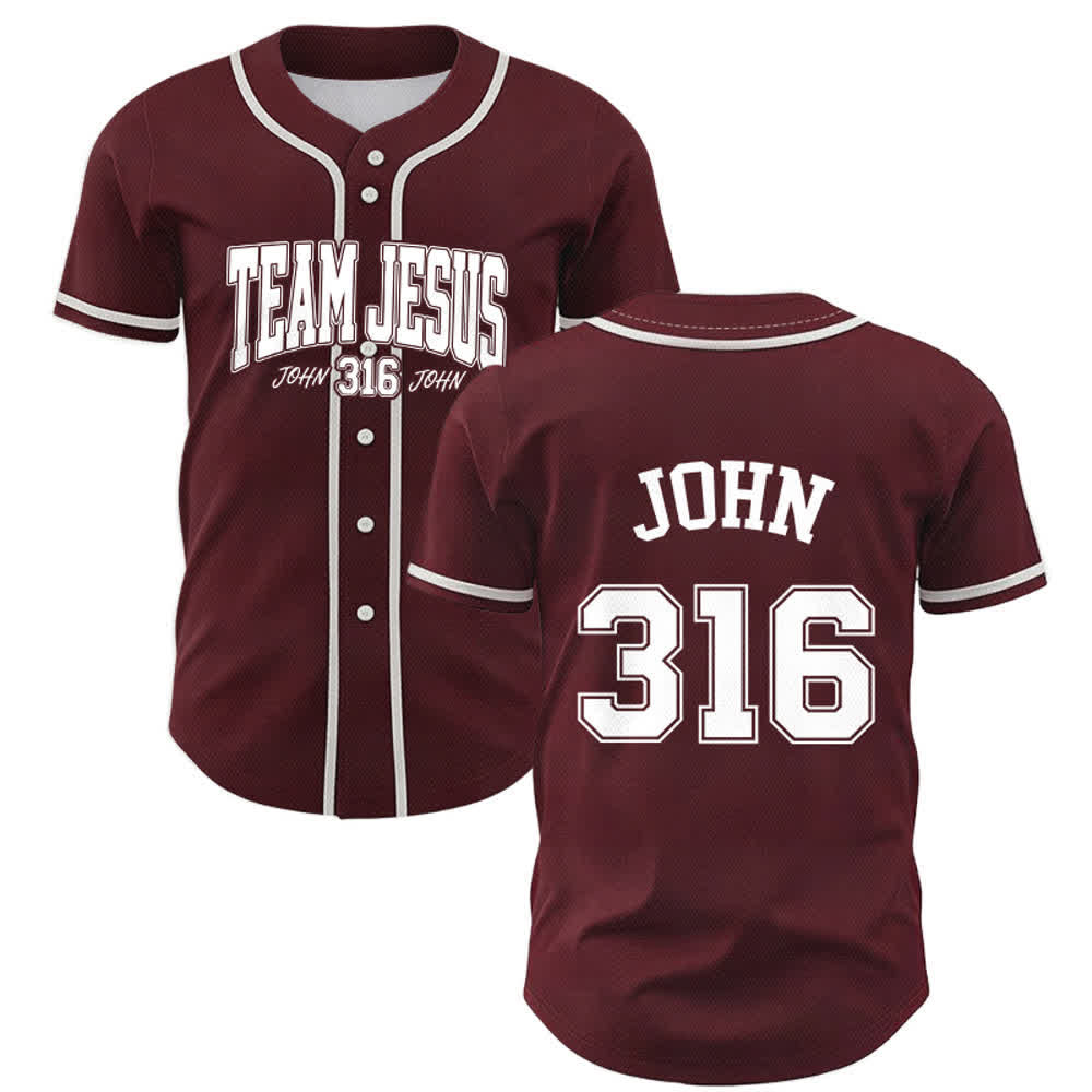 Christianartworkshop Sporty Team Jesus John 316 Inspirational Scripture Statement Unisex Baseball Jersey - Vino - 5XL - image 21