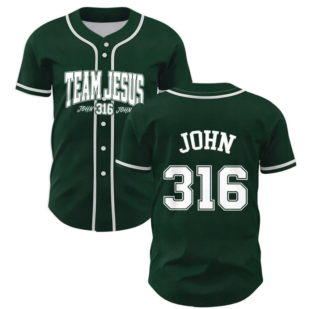 Christianartworkshop Sporty Team Jesus John 316 Inspirational Scripture Statement Unisex Baseball Jersey - Verde - 5XL - image 42