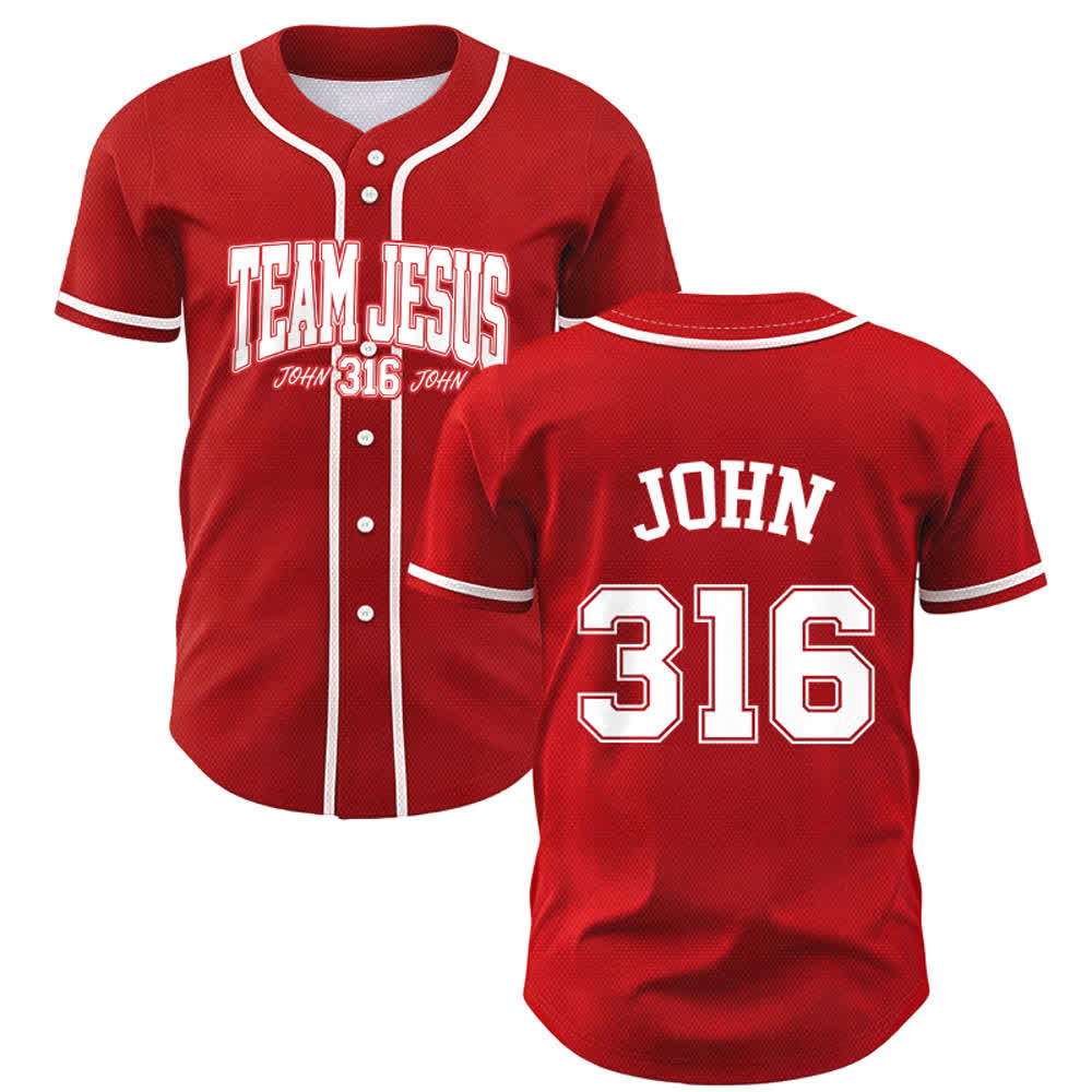 Christianartworkshop Sporty Team Jesus John 316 Inspirational Scripture Statement Unisex Baseball Jersey - Rosso - 5XL - image 49