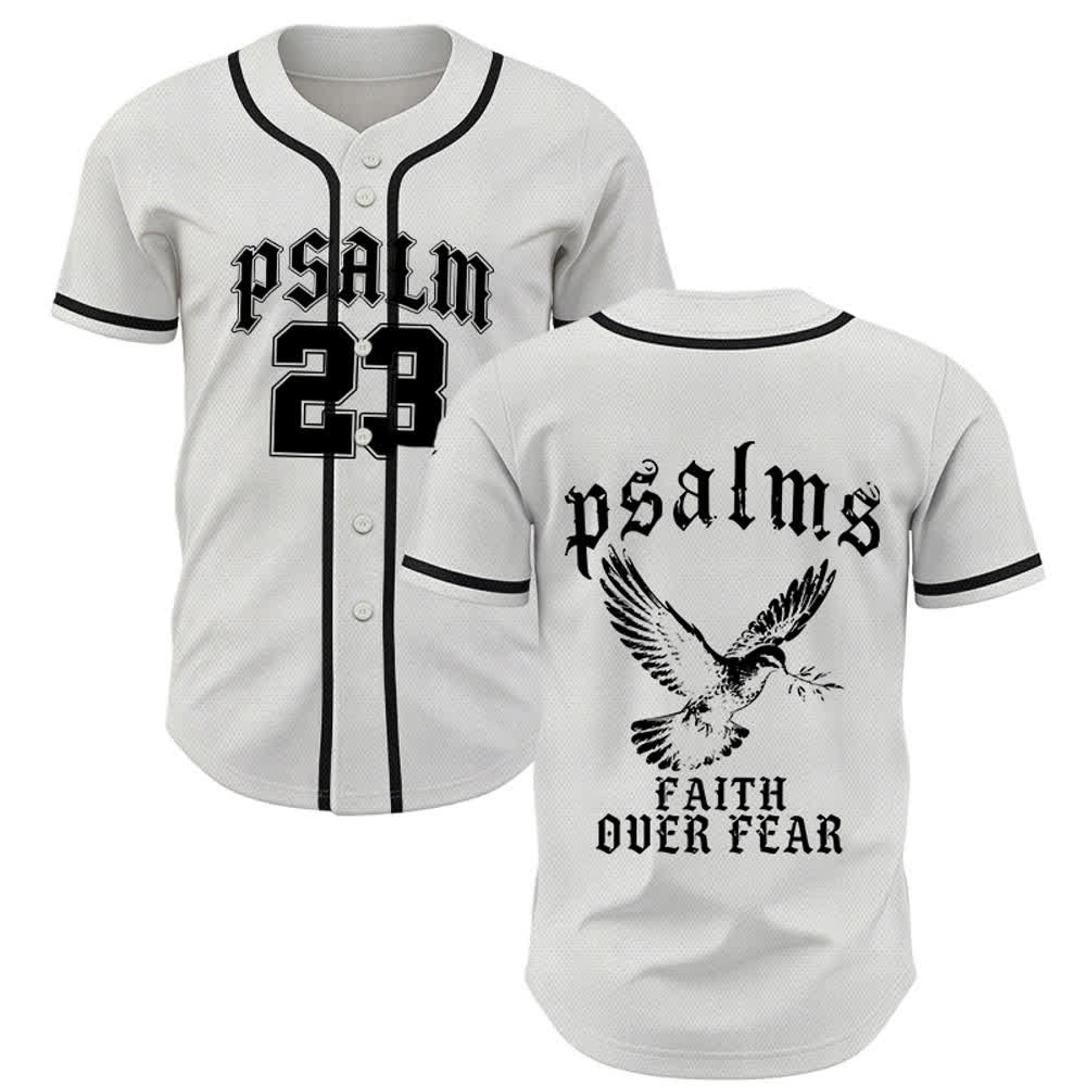 Christianartworkshop Peace Dove & Faith Slogan Religious Psalm 23 Athletic Design Maglia da baseball unisex - Bianco - 5XL - image 7