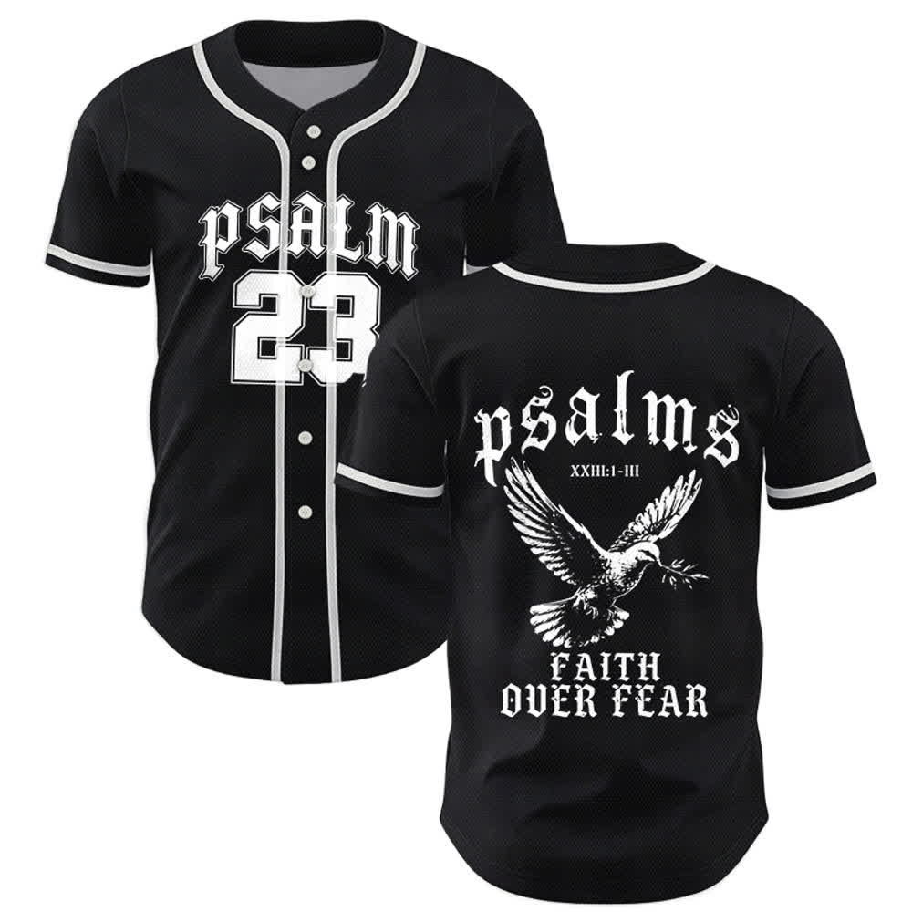 Christianartworkshop Peace Dove & Faith Slogan Religious Psalm 23 Athletic Design Maglia da baseball unisex - Nero - 5XL - image 0