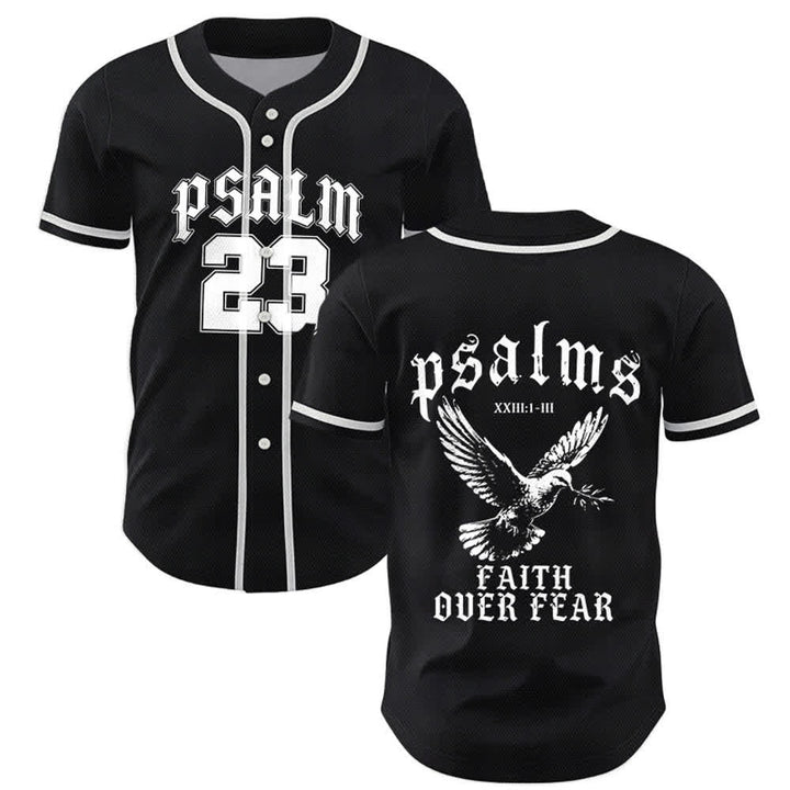 Christianartworkshop Peace Dove & Faith Slogan Religious Psalm 23 Athletic Design Maglia da baseball unisex - Nero - 5XL - image 0