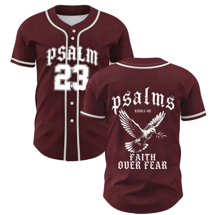 Christianartworkshop Peace Dove & Faith Slogan Religious Psalm 23 Athletic Design Maglia da baseball unisex - Vino - 5XL - image 21