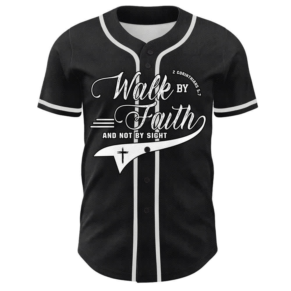 Christianartworkshop Cammina per fede e non per vista Maglia da baseball unisex con grafica della croce e citazioni bibliche - image 7