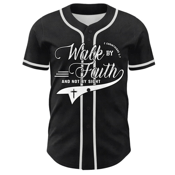 Christianartworkshop Cammina per fede e non per vista Maglia da baseball unisex con grafica della croce e citazioni bibliche - image 7