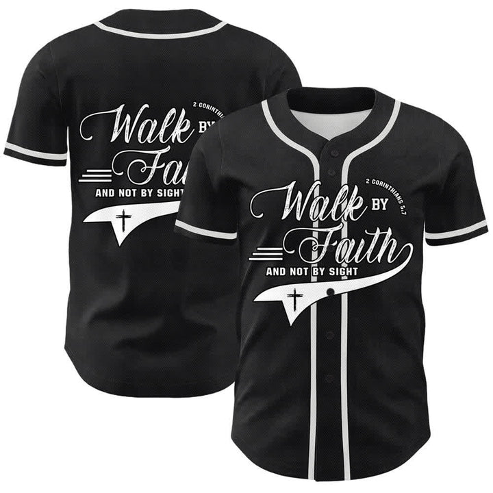 Christianartworkshop Cammina per fede e non per vista Maglia da baseball unisex con grafica della croce e citazioni bibliche - Bianco - 5XL - image 6
