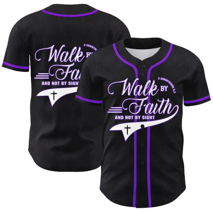 Christianartworkshop Cammina per fede e non per vista Maglia da baseball unisex con grafica della croce e citazioni bibliche - Viola - 5XL - image 24