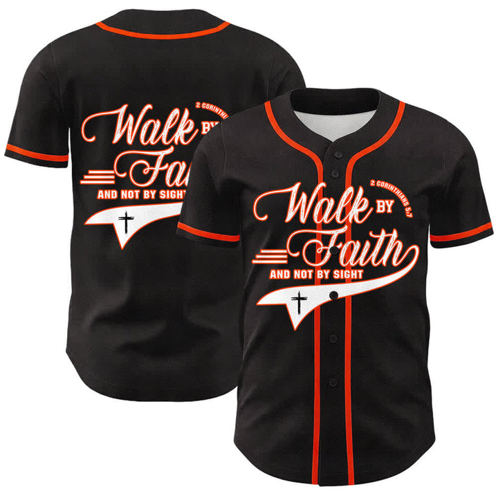 Christianartworkshop Cammina per fede e non per vista Maglia da baseball unisex con grafica della croce e citazioni bibliche - Arancia - 5XL - image 9