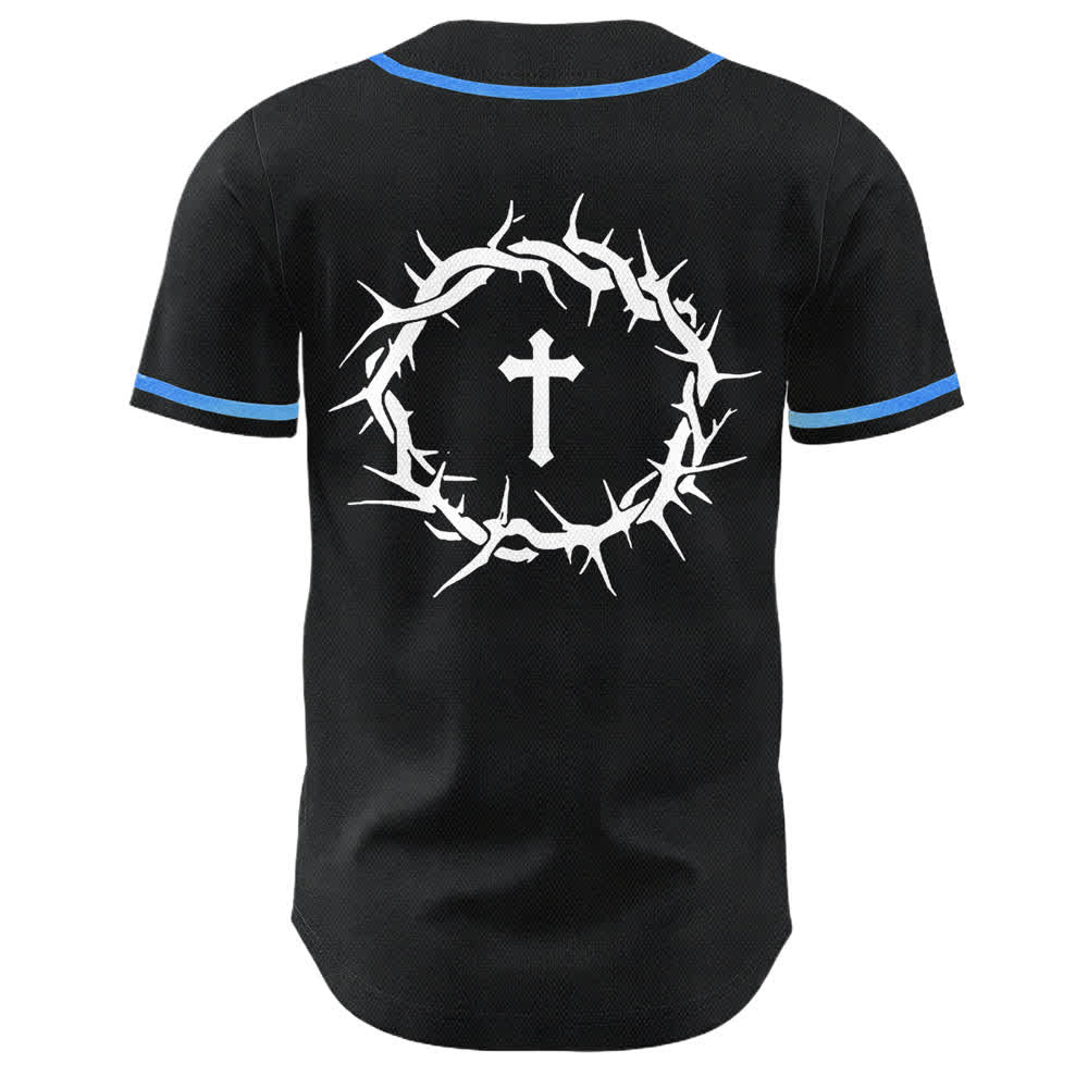 Christianartworkshop Fede al di sopra della paura Corona di spine Croce Grafica Scrittura Maglia da baseball unisex - image 17