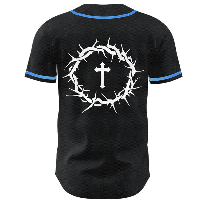 Christianartworkshop Fede al di sopra della paura Corona di spine Croce Grafica Scrittura Maglia da baseball unisex - image 17
