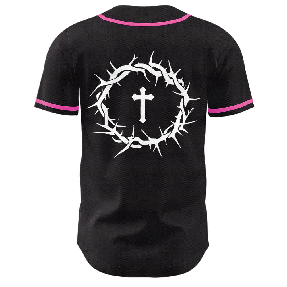 Christianartworkshop Fede al di sopra della paura Corona di spine Croce Grafica Scrittura Maglia da baseball unisex - image 20
